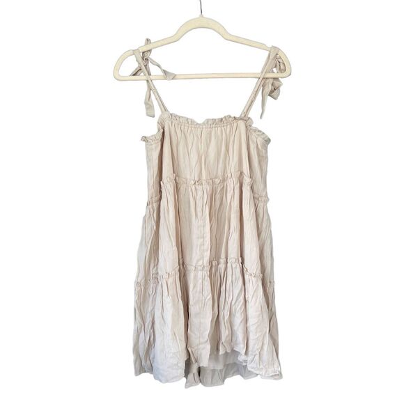 D2 Trixxi Boho‎ Cream Tiered Mini Babydoll Dress Size Small - Picture 2 of 7
